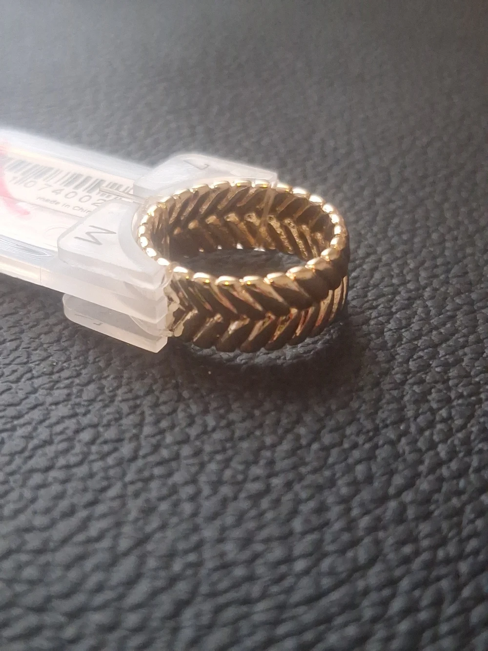 Gold Braided Chevron Band Ring for Women